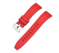 Silicone Watch Straps 20mm 22mm 24mm Quick Release Watchbands(Red silver,24mm)