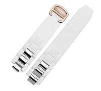 Silicone watchbands for 21st Century Convex watchband 20 * 10mm Waterproof Watch Chain Accessories are Suitable Straps (Color : White Rose Gold, Size : 20-10mm)