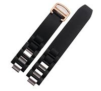 Silicone watchbands for 21st Century Convex watchband 20 * 10mm Waterproof Watch Chain Accessories are Suitable Straps (Color : White Rose Gold, Size : 20-10mm)