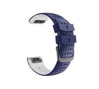 Silicone Waterproof Watch Strap Fit For Garmin Fenix8 7 6 6X Pro 5 5XP 3HR 935 Approach 6200 S60(Blue-White-22mm)