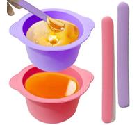 Silicone Wax Warmer Liner, Bowl for Hair Removal, Non-Stick Melt Pot Replacement, Reusable with 2 Pcs Spatula Sticks for (Pink, Purple)