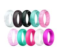Silicone Wedding Ring for Women, Thin and Stackable, Elastic Band for Lovers, Souvenirs and Active Outdoor Exercises, 10 Rings per Pack of Rings Canvas Pictures, 6, Plastic, No Gemstone