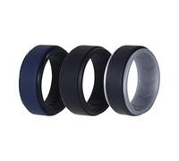 Silicone Wedding Rings for Men: 4 Colors 8mm Width Breathable Air Grooves Rubber Wedding Engagement Bands Valentine's Day Gift for Him