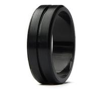 Silicone Wedding Rings | Safety Rubber Wedding Bands | Athletic Ring for Active Men | Thin Groove Ring 7mm Wide | Best Alternative for Work, Mechanics, Sports, Workout Ring | Black - Size 7