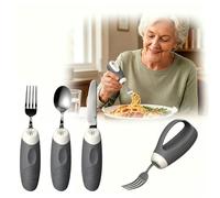 Silicone Weighted Anti-Shake Tableware Handle for Elderly & Parkinsons, Assisted Eating Hand-Held Auxiliary Recovery Tableware for Adaptive Utensils (Black)