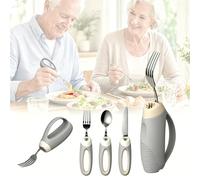 Silicone Weighted Anti-Shake Tableware Handle for Elderly & Parkinsons, Assisted Eating Hand-Held Auxiliary Recovery Tableware for Adaptive Utensils (Gray)