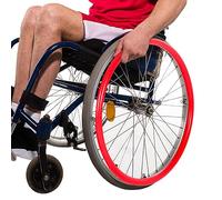 Silicone Wheelchair Push Rim Covers for 22/24 Inch Wheels, Non Slip Wear Resistant Hand Grip Covers,2pcs(Red,24in)