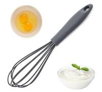 Silicone Whisk, Balloon Whisk, Heat Resistant Kitchen Whisks, Milk and Egg Beater Blender, Cookware Mini Hand Whisk for Mixing Cooking Baking Hot Chocolate - Grey