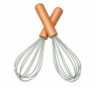 Silicone Whisk for Non Stick Pans, Kitchen Hand Egg Whisk Mixers Tool | Wooden Handle, Flexible Wires, Non-stick Cookware, Cream, Cake Batter, Pancake Mix, Home Baking, Birthday Party Cake Make