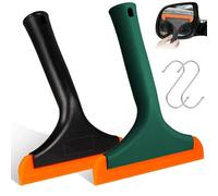 Silicone Window Squeegee, 2 Pieces Small Car Windscreen Squeegee, Silicone Window Squeegee Car Windscreen Squeegee Car for Car Window Mirror Glass (Dark Green/Black)