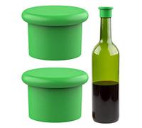 Silicone Wine & Beer Bottle Caps - Replaces a cork - Air Tight Seal - Reusable - Bottle Lid/Sealer/Topper/Saver/Cover/Stopper - Fits standard Wine and Beer Bottles (Green - 2 Pack)