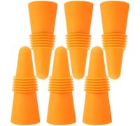 Silicone Wine Bottle Stopper 6 Pcs Reusable Sealer for Standard Bottles | Orange 6x2.5x2.5cm, Spill Prevention Design, for Home Bar Table Service and Easy Reuse