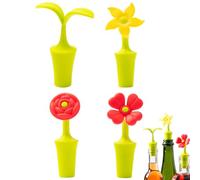 Silicone Wine Bottle Stopper Cute Wine Stopper | 4 Pieces Shaped Wine Stopper | Reusable Soft Seasoning Bottle Stopper, Dishwasher Safe, M