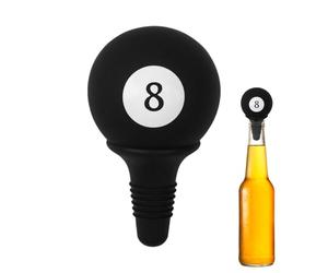 Silicone Wine Stopper, 8 Billiard Ball Champagne Cap, Black Pool Sports Accessory, Airtight Rubber Plug for Drink Men Women, Freshness Preservation Tool, Reusable Vacuum Seal for Whiskey Bar