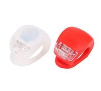 Silicone Wrap-Around Band LED Bike Lights - Front & Rear - 2 Super-Bright LED - Lithium Wafer Batteries Included