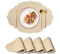 Siliconety Silicone Placemat Dining Table Mats Set of 4 Heat-Resistant Silicone Mat for Kitchen Worktop Protector Dining Table Restaurant Outdoor 30 * 43cm (Yellow)