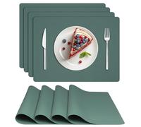 Siliconety Silicone Placemats Set of 4, Silicone Place Mats for Table, Washable Non-Slip Heat Resistant Outdoor Placemats, for Kitchen Dining Home Restaurant 32 * 45cm (Dark Green 4 Pcs)