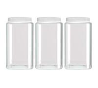 Silicook Clear Plastic Jar, Set of 3-30oz, Square Shaped, Transparent, Food Storage Container, Kitchen & Household Organization for Dry goods, Spices, Vegetables, Ingredients and More