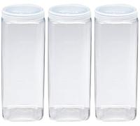 Silicook Clear Plastic Jar, Set of 3-40oz, Square Shaped, Transparent, Food Storage Container, Kitchen & Household Organization for Dry goods, Spices, Vegetables, Ingredients and More