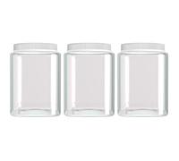 Silicook Clear Plastic Jar, Set of 3 - Square Shaped, Transparent, Food Storage Container, Kitchen & Household Organization for Dry goods, Spices, Vegetables, Ingredients and More (M)