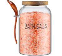 SiliFine 1 Piece 94 oz Bath Salts Glass Jar with Wooden Lid, Bath Salt Container with Scoop, Airtight Storage Bathtub Accessories for Women