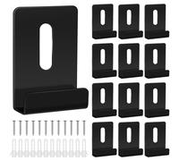 SiliFine 12 Pcs Metal Mirror Clips for Wall Mounting Wide Channel Mirror Holder 0.25 x 1 x 1.5" Frameless Mirror Mounting Hardware Mirror Hooks Heavy Duty Mirror Hangers with Screw Fit 1/4" (Black)
