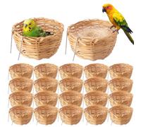SiliFine 20 Pack Handmade Bird Nest for Cage, Bamboo Opened Finch Nest, Hanging Canary Hatching Breeding Cave House with Metal Hook for Budgie Parakeet Cockatiel Small Bird Garden Yard Decor