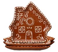 SiliFine 3 Pcs Christmas Gingerbread Plates Xmas Dinner Ceramic Plate Holiday Cookie Tableware Decorative Desserts Dish Candy Salad Tray for Winter Home Table Party Supplies(Gingerbread House)
