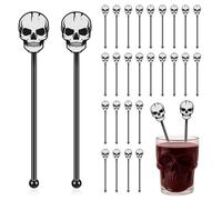SiliFine 30 Pcs Halloween Swizzle Sticks Plastic Coffee and Cocktail Stirrers Fall Thanksgiving Drink Stirrers Cocktail Mixers for Halloween Fall Autumn Party Tea Coffee Bar Decoration(Skull)