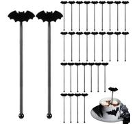 SiliFine 30 Pcs Halloween Swizzle Sticks Plastic Coffee and Cocktail Stirrers Fall Thanksgiving Drink Stirrers Cocktail Mixers for Halloween Fall Autumn Party Tea Coffee Bar Decoration(Bat)