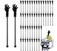 SiliFine 30 Pcs Halloween Swizzle Sticks Plastic Coffee and Cocktail Stirrers Fall Thanksgiving Drink Stirrers Cocktail Mixers for Halloween Fall Autumn Party Tea Coffee Bar Decoration(Zombie Hands)