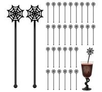 SiliFine 30 Pcs Halloween Swizzle Sticks Plastic Coffee and Cocktail Stirrers Fall Thanksgiving Drink Stirrers Cocktail Mixers for Halloween Fall Autumn Party Tea Coffee Bar Decoration(Spider Web)