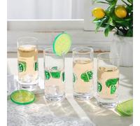 SiliFine 4 Pcs Lime Green Icon Shot Glasses - 2.8 oz Large Icon Shot Glass Cup with Heavy Base for Tequila, Whiskey, Vodka, Gin - Ideal for Bar Margarita Bachelorette Fruit Themed Party Supplies Decor