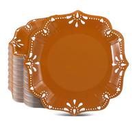 SiliFine 48 Pcs Platos De Barro Mexicanos Scalloped Paper Plates 9 Inch Cielito Lindo Party Decoration Mexican Plates Terracotta Clay Pottery Dinnerware for Cinco De Mayo Wedding Party Decor