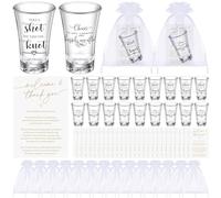 SiliFine 50 Set Wedding Favors for Guests Bulk 1.5oz Acrylic Take a Shot We Tied the Knot Shot Glasses with Thank You Cards Organza Bags for Guest Souvenirs Wedding Bridal Shower Gift(Gold,Classic)