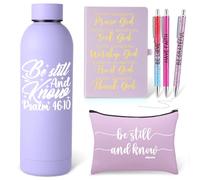 SiliFine 6 Pcs Christian Religious Gifts for Women Faith Includes Water Bottle Cosmetic Bag Notebook Ballpoint Pen Birthday Inspirational Gifts for Women Mom Her Wife Girlfriend Sister, Purple