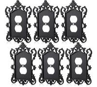 SiliFine 6 Pcs Gothic Coffin Light Switch Cover Duplex Outlet Decorative Outlet Covers Wall Plate Victorian Gothic Home Decor Baroque Rococo Design Plug Plate Vintage Interior Kitchen Decor
