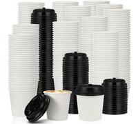 SiliFine 600 Pack 4 oz Disposable Espresso Cups with Lids Set Bulk Paper Coffee Shots Cups with Black Lids for Hot Chocolate, Tea, Cocoa Drinks and Cold Beverages for Travel Office
