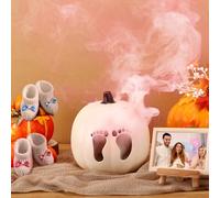 SiliFine Gender Reveal Pumpkin Decoration 7.9 Inch Fall Pumpkin Baby Shower Table Centerpieces He or She Gender Reveal Table Centerpieces for Autumn Thanksgiving Baby Shower Birthday Party Supplies