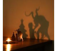 SiliFine Halloween Krampus Shadow Candle Holder Funny Metal Krampus and Christmas Tree Shadow Candle Stand for Tabletop Decorative Home Decor Halloween Horror Metal Decoration