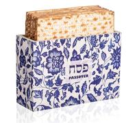 SiliFine Matzah Holder for Passover Seder Wood Matzoh Box Hebrew Letters Seder Plates Matzo Tray Plates Table Decorations Pesach Matza for Jewish Passover Gifts Party Favor, 8.26 x 5.7 x 2.95 Inch