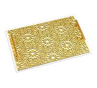 SiliFine Ramadan Serving Trays, 17" x 12" Rectangle Decorative Gold Serving Trays with Handles for Cookie Candy Pastry Dessert Platters Eid Mubarak Home Party Supplies