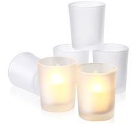 SiliFine Set of 24 Tealight Candle Holder Frosted Bulk White Glass Votive Candle Holders Wedding Party Birthday Centerpieces Spa Supplies Home Decorations