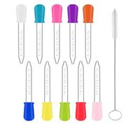 Siliget 10 Pcs Silicone Pippets Dropper, 5ml Plastic Pipette Dropper for Liquids with Cleanning Brush, Kids Children Dropper For Candy Molds Gummy Mold and DIY Crafts