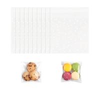 Siliget 100Pcs Cellophane Bags - 10 x 10 cm, Self Adhesive Small Plastic Packaging Bags with White Dot, Clear Frosted Plastic Package for Sweet Cookie Chocolates Biscuit Candy