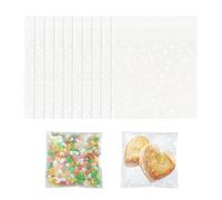 Siliget 100Pcs Cellophane Bags - 15 x 15 cm, Self Adhesive Small Plastic Packaging Bags with White Dot, Clear Frosted Plastic Package for Sweet Cookie Chocolates Biscuit Candy