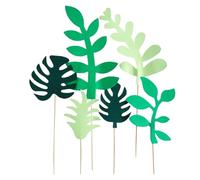 Siliget 6Pcs Tropical Palm Leaves Cake Topper, Greenery Leaves Cake Decorations for Forest Plant Themed Birthday Party Supplies