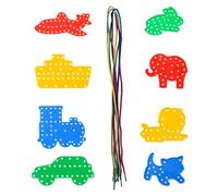 Siliget 8 PCS Threading Toys, Toddler Activities, Transportation and Animal Shapes Lacing Cards with Lines, Early Learning Game Toys for 3+ Years Old Boy or Girl