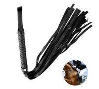 Siliget Black Whip Props 48cm, Whip for Horse Riding with Leather Handle for Equestrian Performances, Horse Training Stage Acts and Cosplay
