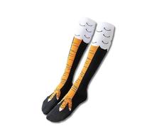 Siliget Chicken Legs Socks - Crazy Funny 3D Cartoon Chicken Leg Knee High Socks, UK Size 4-6 Casual Stockings for Cosplay and Party Accessories (Over the knee) (No more than knee)